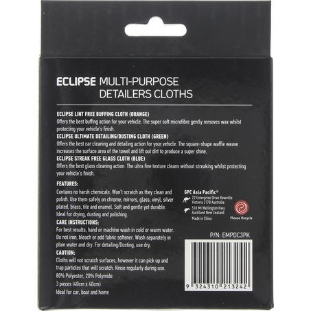 Eclipse Microfibre Detailing Cloths 3pk