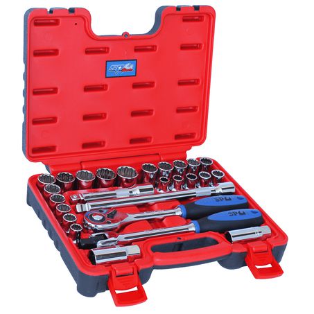 SP Tools Socket Set 1/2" DRIVE 26 PCE 12PT MET/SAE